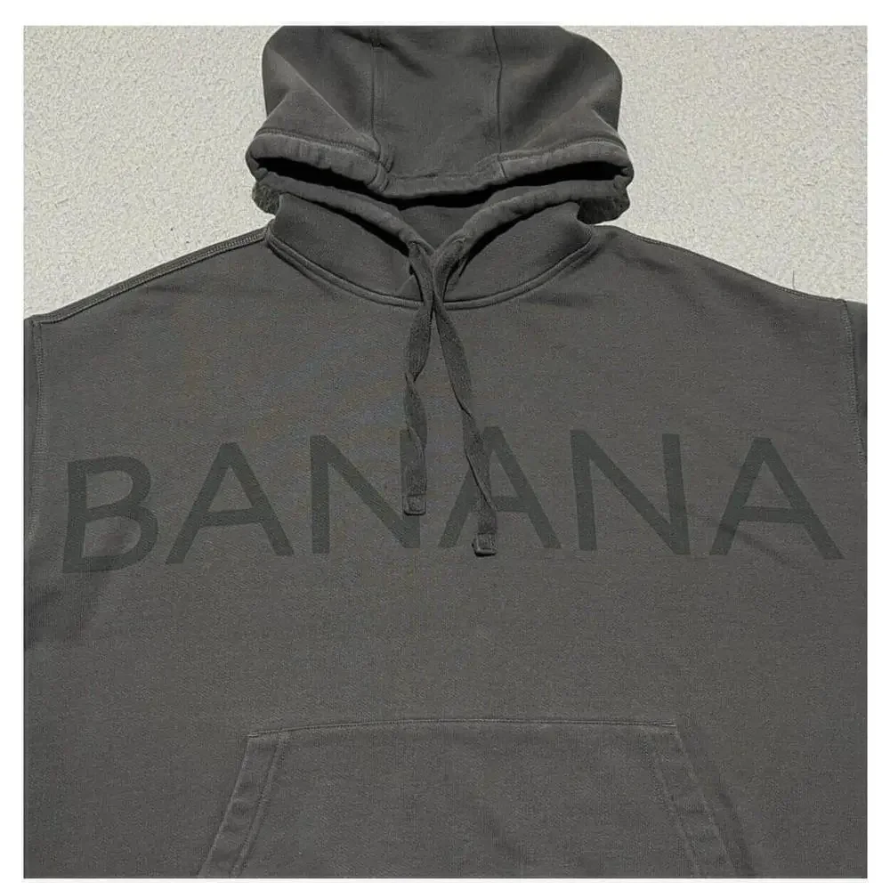Banana Republic Men’s M Gray Logo Pullover Hooded Sweatshirt Organic Cotton